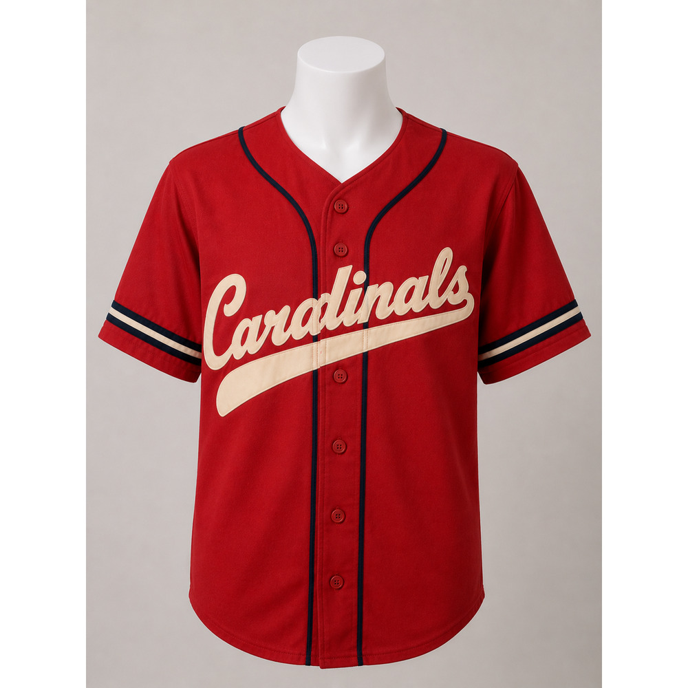 Vintage Look Russell Athletic Cardinals Red MLB Baseball Jersey Button Up XL